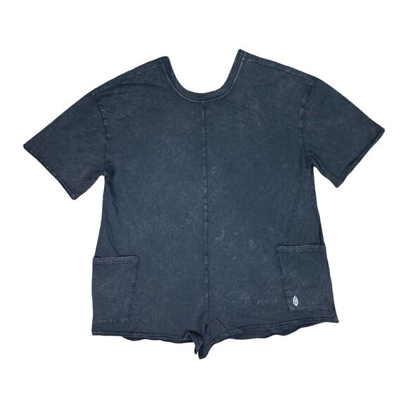 Free People | FP Movement Hot Shot Tee Romper - Washed Black - Size Small - Picture 2 of 5